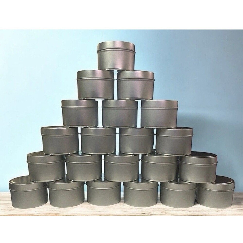 21 Pack 5oz Candle Tins w/ Lids Silver Metal Containers Candle Making Craft￼